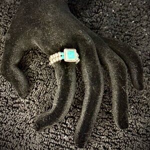 Sterling Silver Turquoise Beaded Ring – Southwestern Style, 925 item#0018